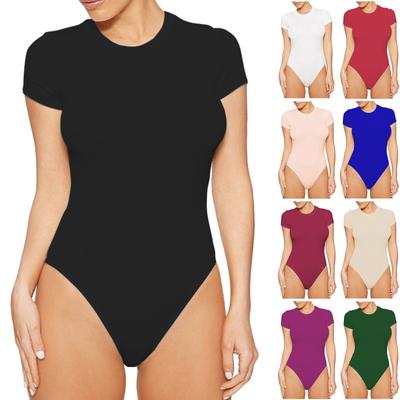 Damenmode Einfarbig Lässig Sexy Bottoming Shirt Kurzarm Jumpsuit