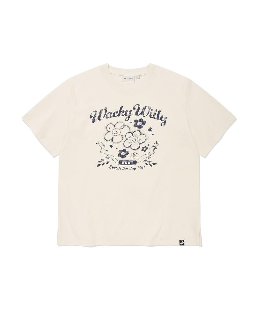 WACKY WILLY Women'S Big Lily Vintage Short Sleeve T-Shirt Cream