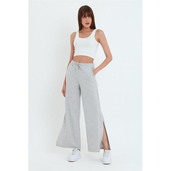 Women's Pocketed Slit Sweatpants Trousers