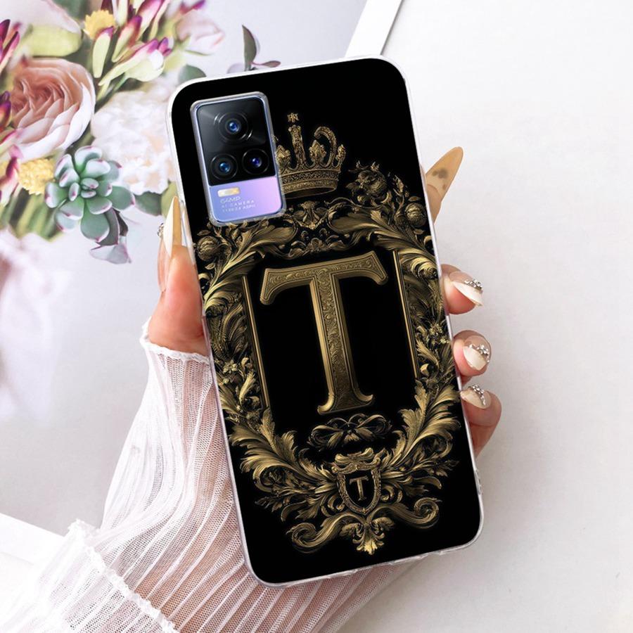 For Vivo V21e V2061 Y73 2021 Case Initial Letter Silicone Protective Soft Back Cover Case For VivoV21e 5G Case V2055 Phone Funda