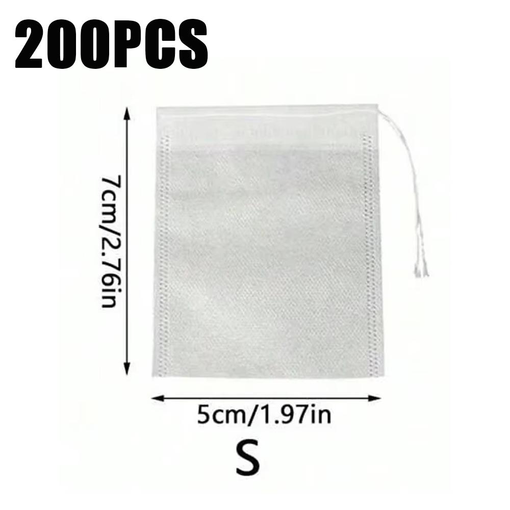 100/200pcs Disposable Tea Filter Bags Drawstring Style Empty Bags Non-Woven Sealing Teabags For Spice Coffee Tea Kitchen Tools