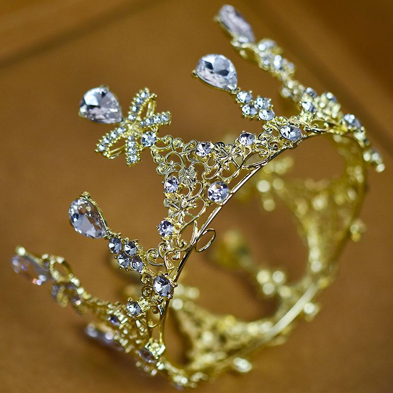 New Crown Tiara for Children Girls  Princess  Performance  Fashion Catwalk Round Crown  Alloy Sweet Hair Accessories