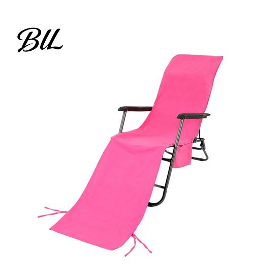 Summer Chair Cover Beach with Side Pockets Absorbent Lounge Quick Lounger Dry Towel for Sun Pool Sunbathing Garden Breathable