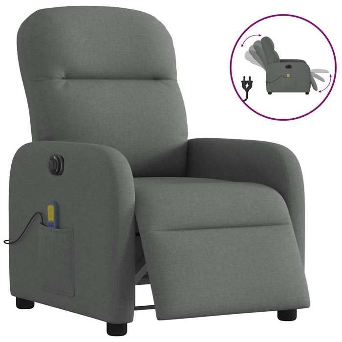 VidaXL Electric Massage Recliner Dark Grey Fabric 3302963