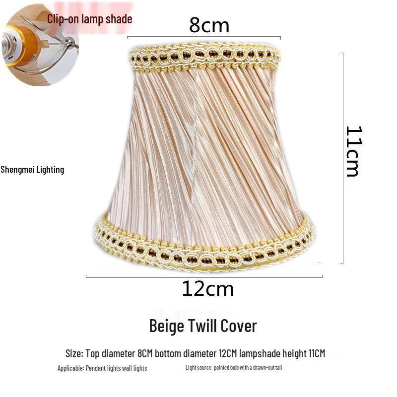 European Crystal Chandelier Fabric Lampshade, Clip-On, E27 Large Base, E14 Candle Bulb, Wall Light Shell Shade