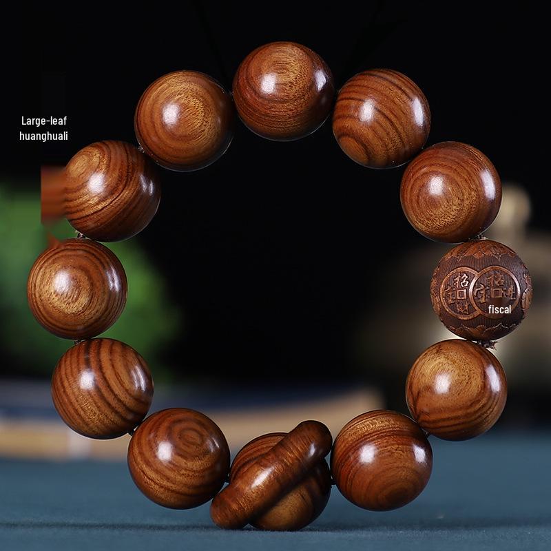 

Green Sandalwood & Yellow Rosewood Scented Beaded Bracelet with Ring and Pixiu Charm