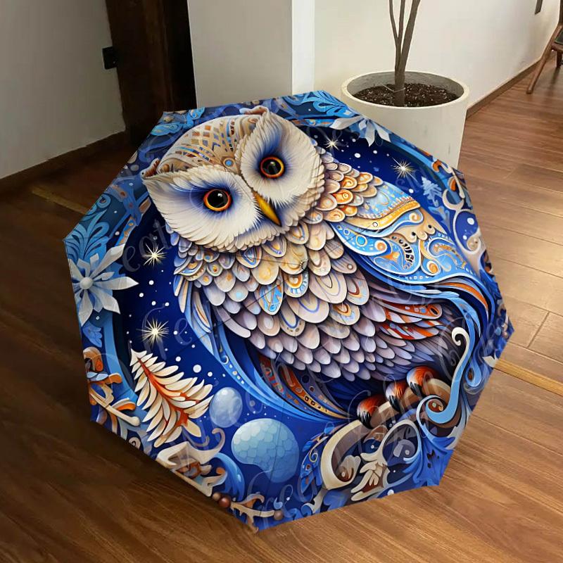1PC Winter Fantasy Automatic Folding Umbrella - Compact 8-Rib Design, Durable Plastic & Iron, Lightweight for Outdoor Daily Use, Festive Gift028