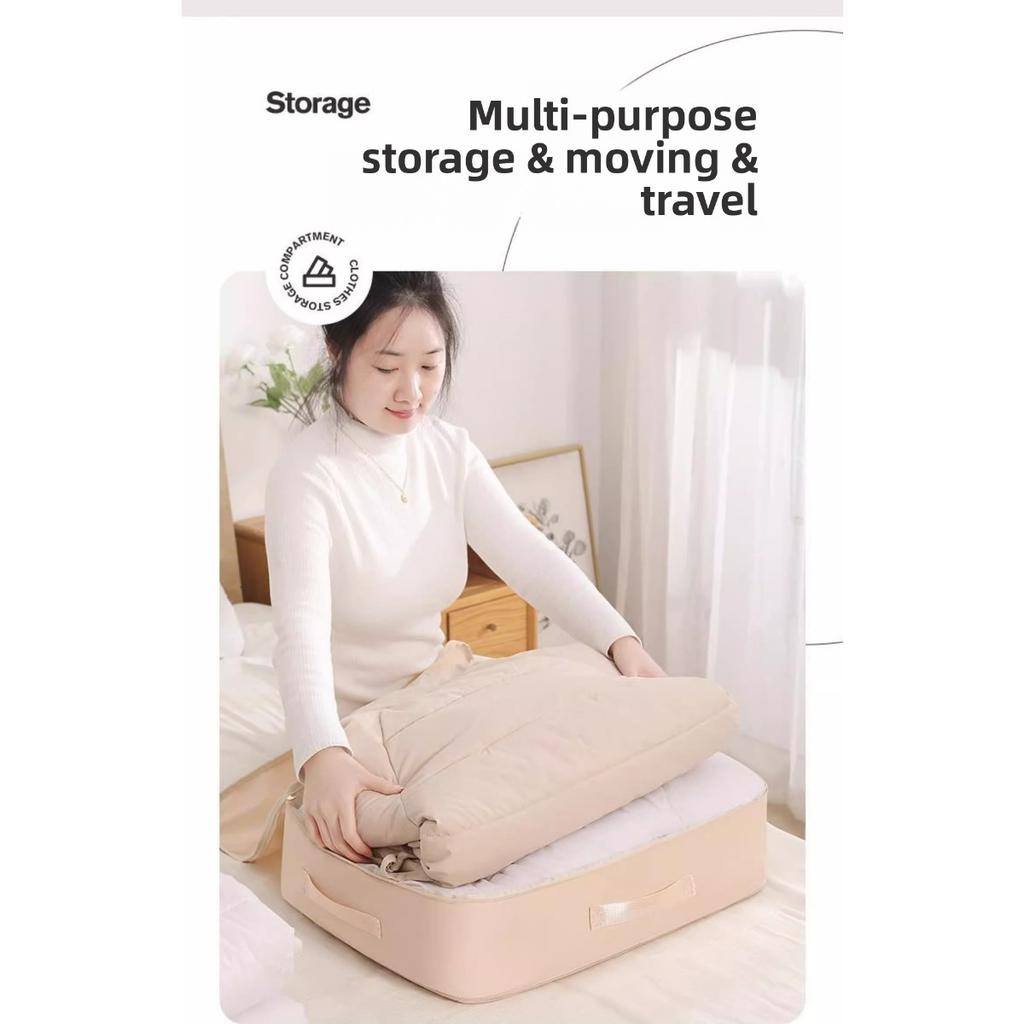 Space Saving Self Compressing Storage Bag - Large Capacity Durable Storage Bag, Dustproof Polyester Material Double Zipper Design, Linen Storage Bag