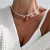 Fashion Crystal Heart Pendant Necklace For Women Boho Barlotte Imitation Pearl Chain Jewelry Valentine's Gift N526