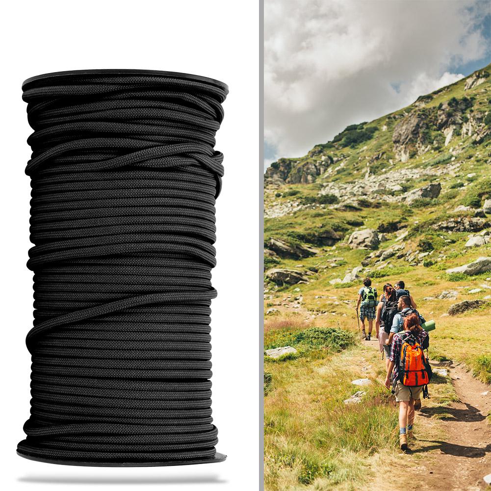 100m 9 Strands 4mm Heavy Duty Parachute Cord Lanyard String Cloth Line Camp Rope (Black)