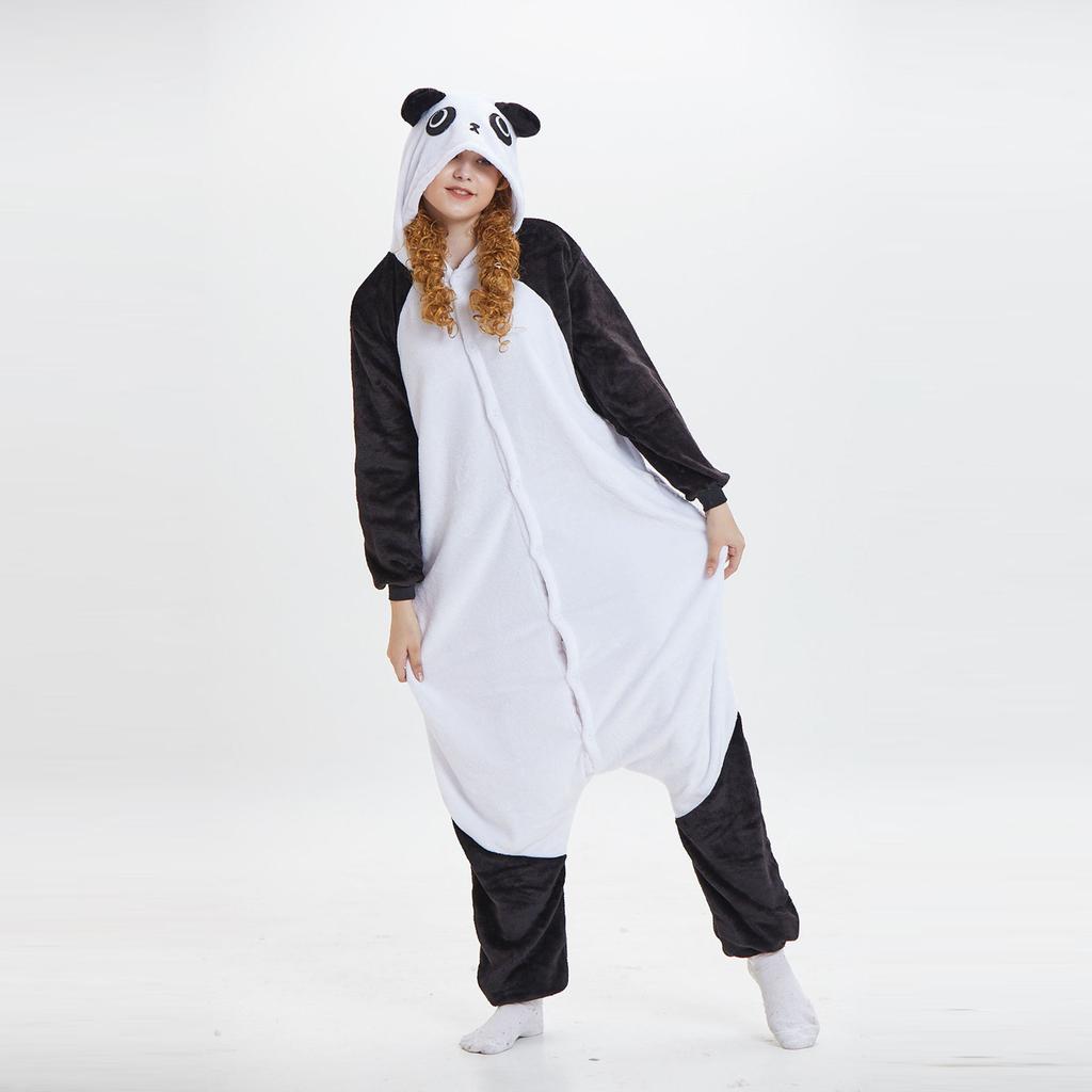 Women Flannel Cartoon Animal One-Piece Pajamas  Keep Warm Pajamas
