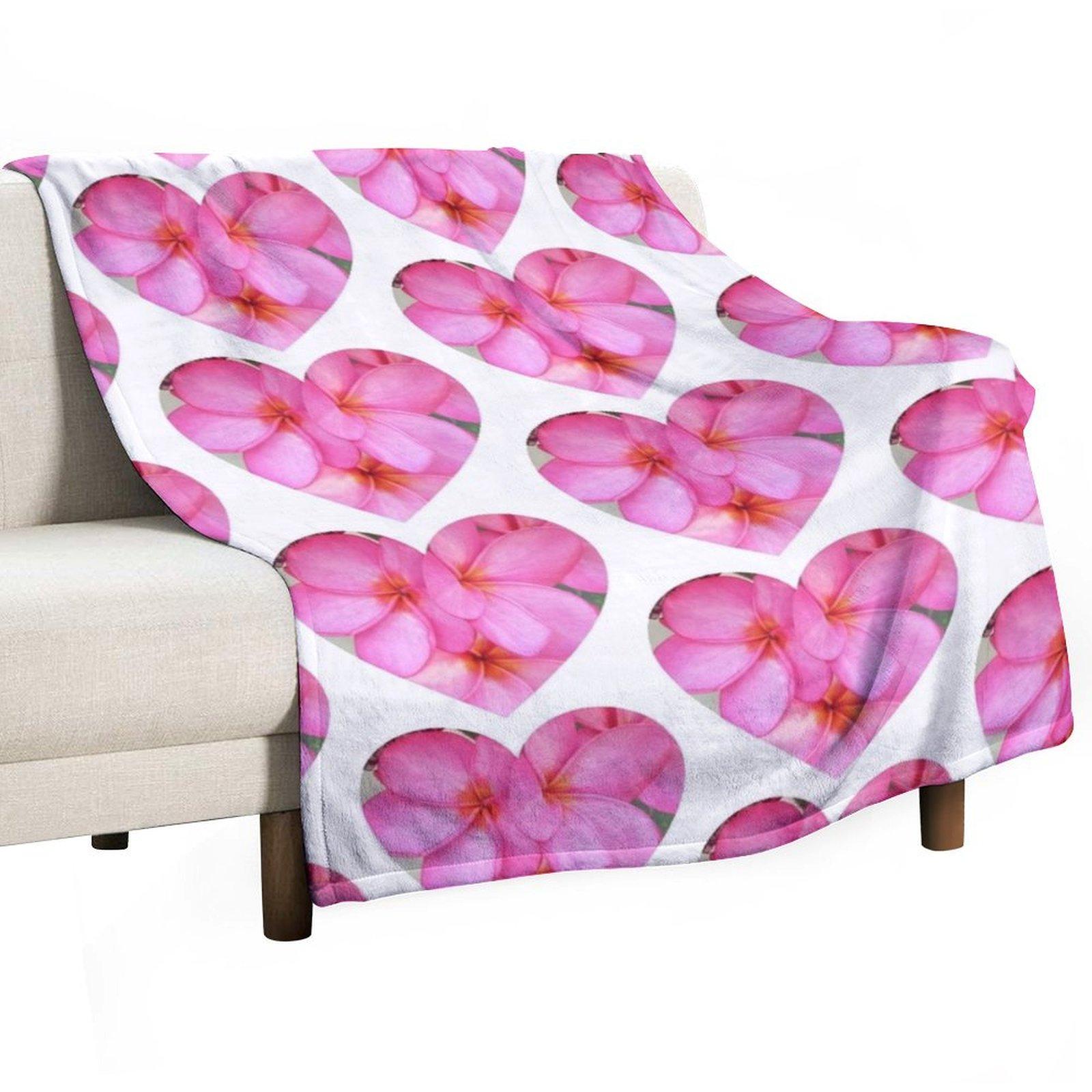 Розовые цветы франжипани Плед теплый для зимы Роскошный плед для декоративных диванных одеял и одеял 30x40in