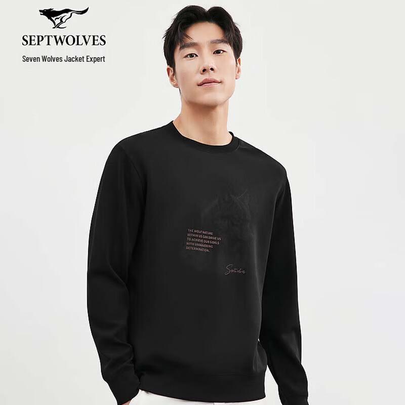 SEPTWOLVES Men's Casual Printed Pullover Sweatshirt