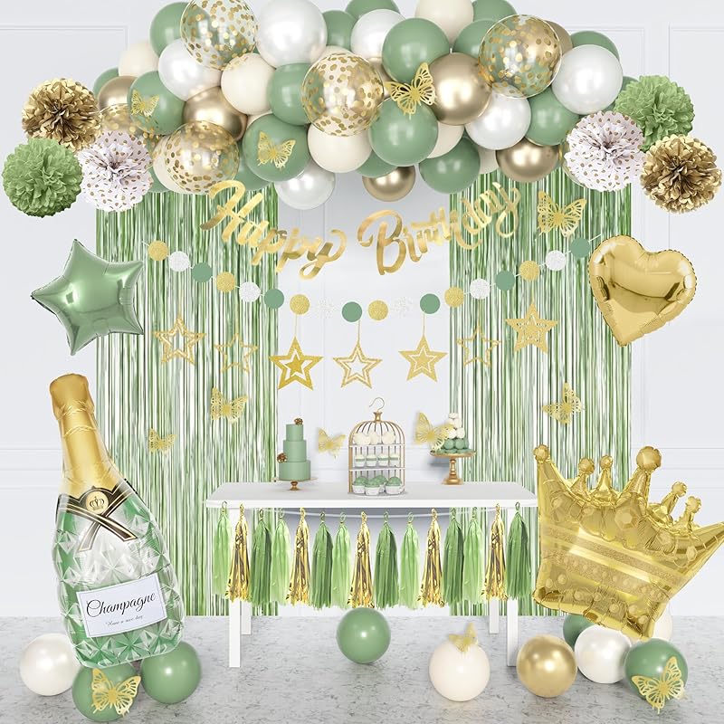 Rose Gold Birthday Party Decorations Kit for Women Girls, Foil Confetti Rose Gold Balloon Pink Happy Birthday Banner Fringe Curtains Butterfly Decor