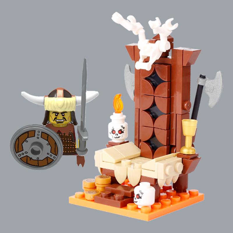 Medieval Castle Knights Throne Figures Building Blocks Military Soldiers King Helmet Shield Weapons MOC Assemble Bricks KidsToys