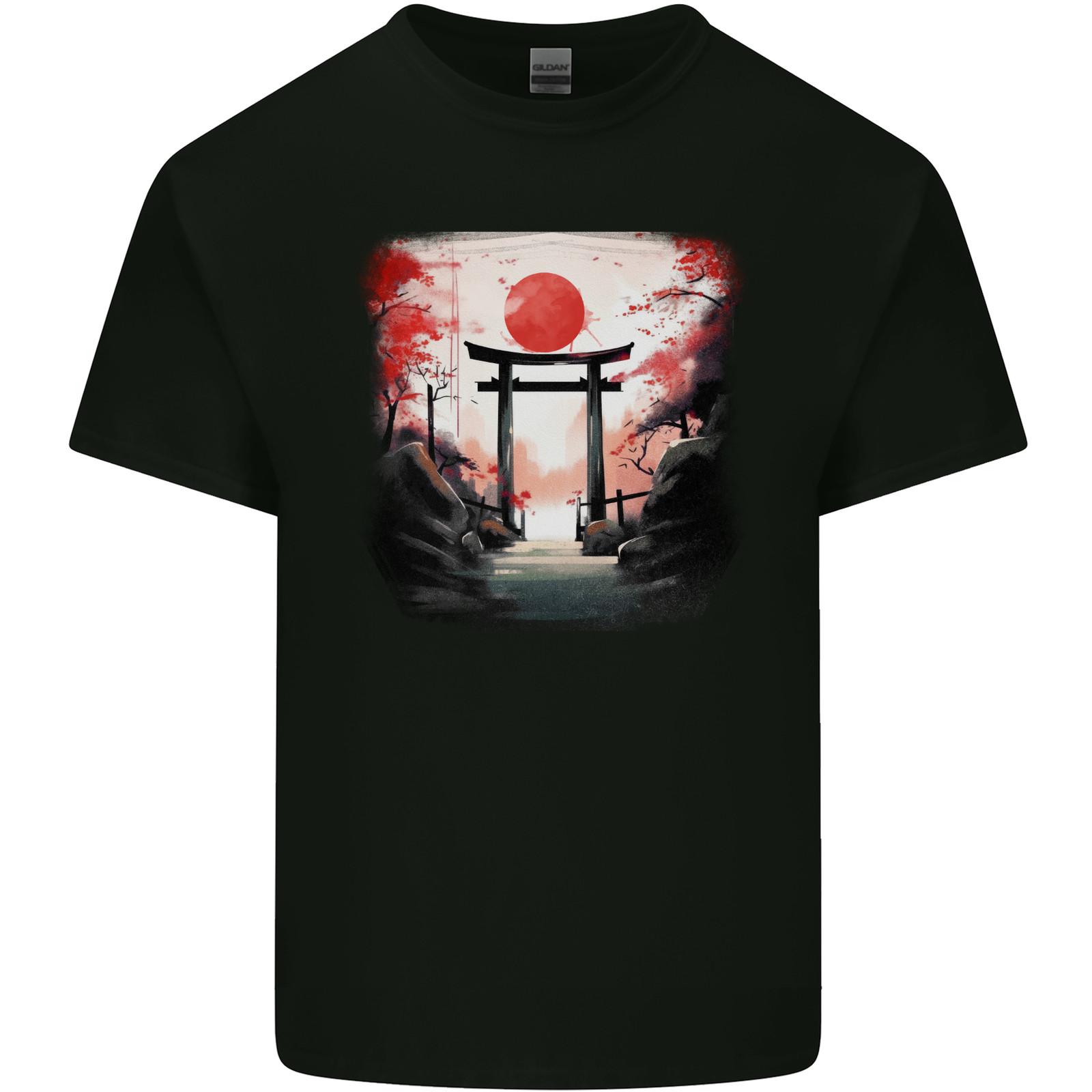 

Japanese Tori Gate and Sunset Garden Mens Light Cotton T-Shirt Mens Womens Tees Top 4XL