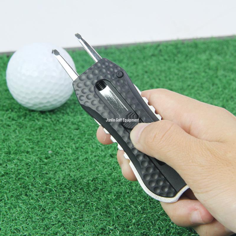 Spring-Loaded Golf Divot Repair Tool with Detachable Magnetic Marker