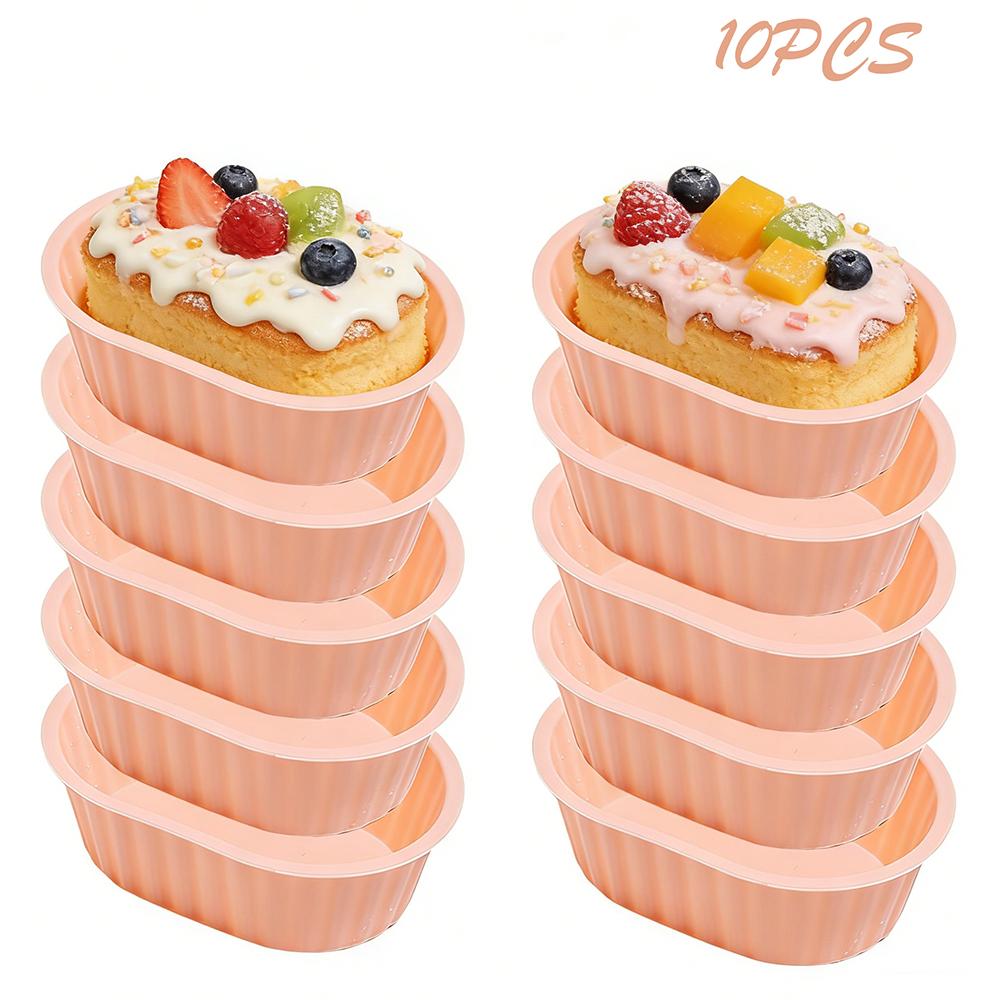 

Набор из 10 шт. овальных силиконовых форм для кексов и маффинов, кухонные инструменты для выпечки и изготовления тортов, формы для выпечки для сладких угощений и выпечки оранжевый