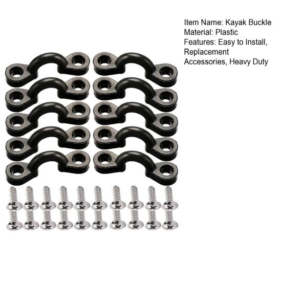 1 Set Kayak Rope Buckle with Screws Boat Drawstring C-Shaped Fixing Buckle Canoe Parts Replacement Accessories Repair Kit