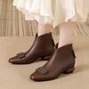 2025 New Block Heel Booties Women Winter Retro Style Metal Round Toe Fashion Boots New Chelsea Boots