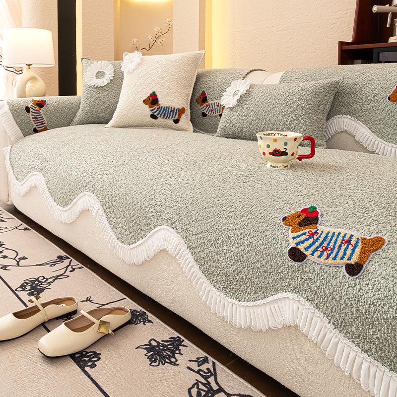 

Подушка для дивана нестандартной формы универсальна для всех сезонов 2025 новая подушка для сиденья кремовый ветер цельный кожаный диван специальный чехол ткань противоскользящий 30 * 50 waist pillowcase