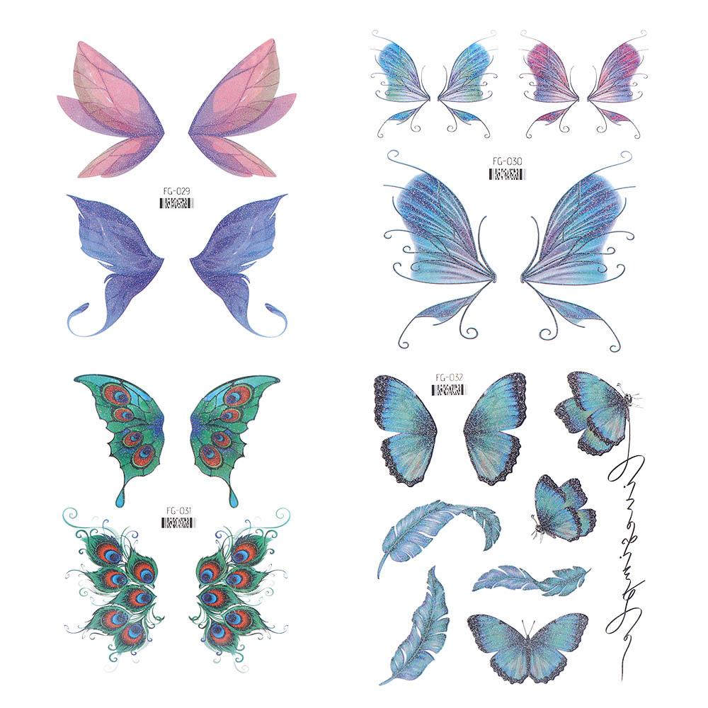 Moon Body Art Wings Fake Tattoo Temporary Tattoos Flowers Tattoo Stickers Butterfly Tattoo Stickers