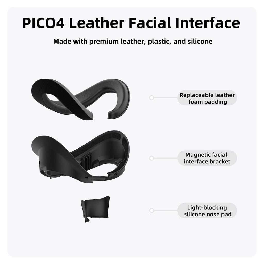 VR Face Interface Bracket Sponge Face Pad Replacement for Pico 4 / PICO 4 Ultra VR Headset Washable Sweat-Proof Leather Face Cover