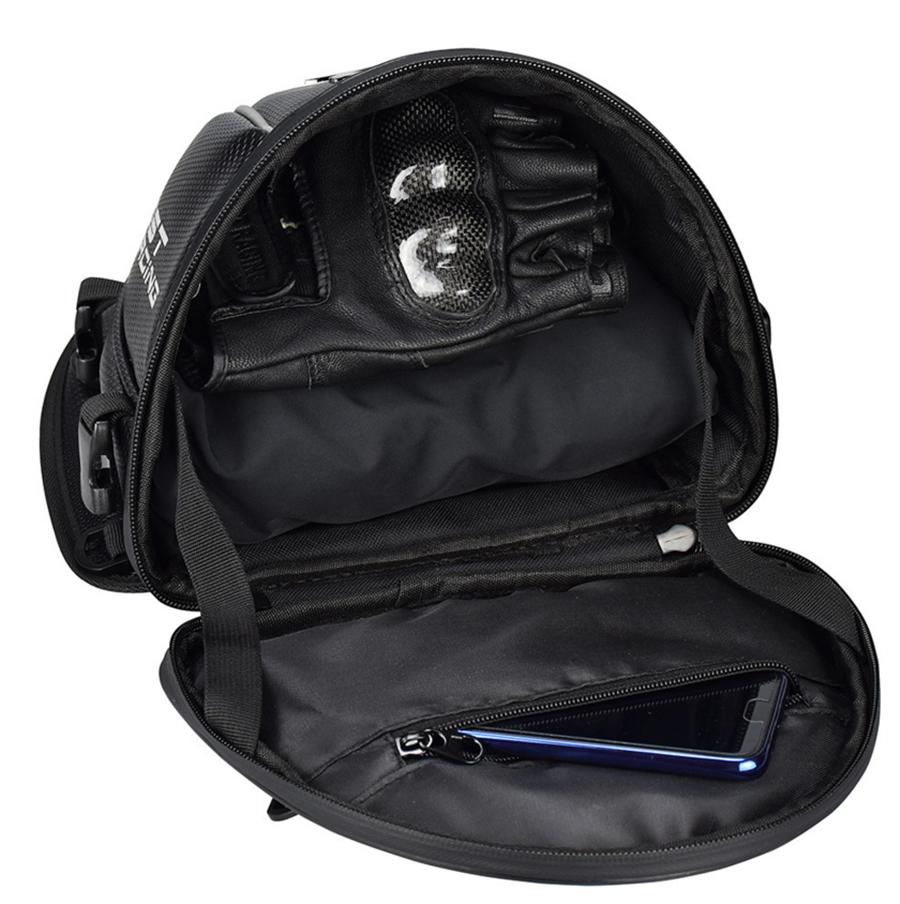 Motorcycle PU Leather Rear Seat Tail Bag Tool Bag Waterproof Carbon Fiber Color