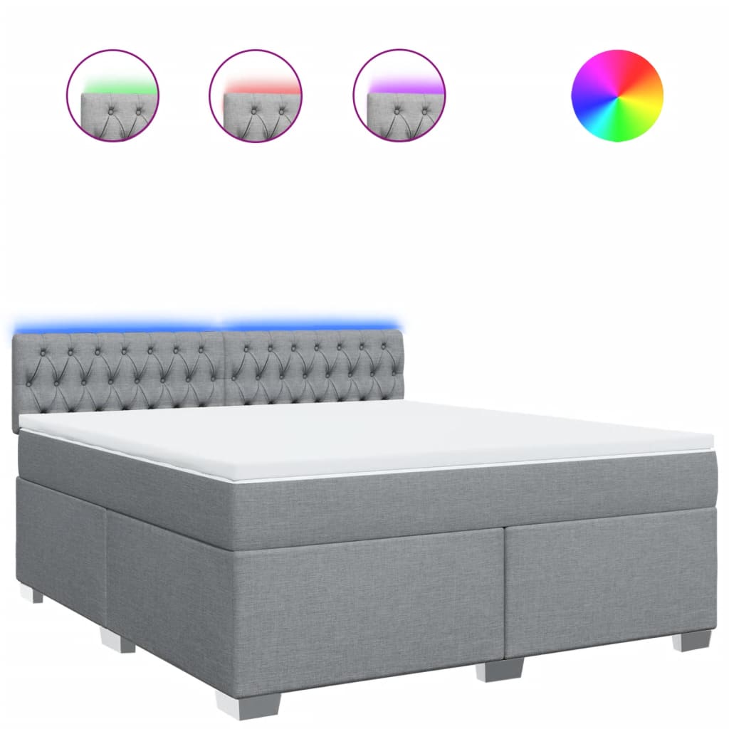 Vidaxl Letto Continentale Con Materasso, Grigio Chiaro, Tessuto, 180X200Cm