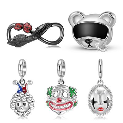 Czerwony nos Joker wisiorek oryginalny 925 Sterling Silver Love-Eyed Clown paciorki dla kobiet Charm bransoletka biżuteria prezent na Halloween