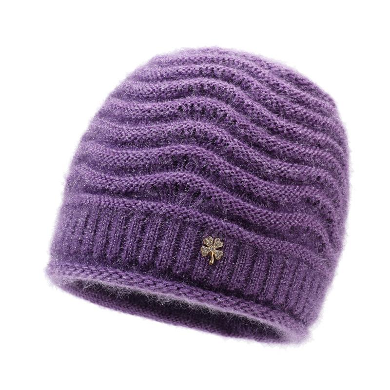 Strickmütze Damen Herbst Winter Warm Pullover Mütze Elastische Wollmütze Outdoor Ärmelmütze