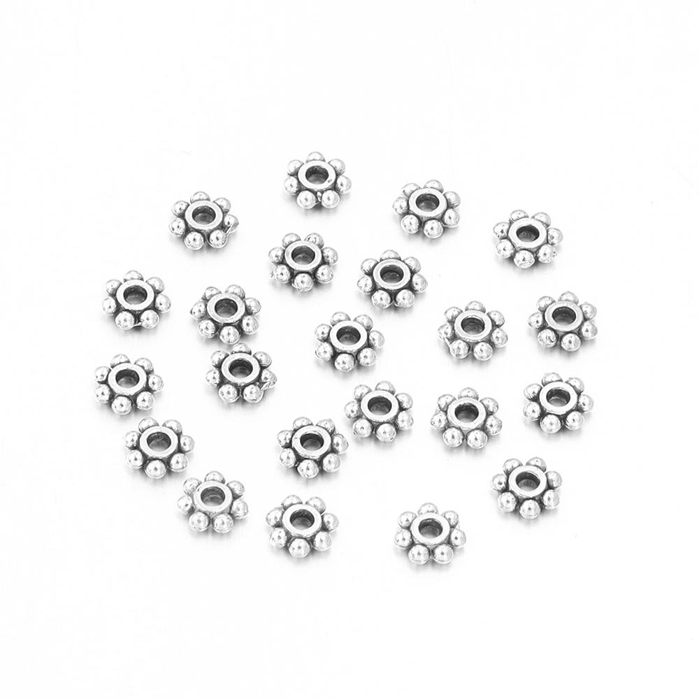 100-200Pcs 4 5 7mm Alloy Flower Spacer Beads For Jewelry Making Snowflake Loose Beads For DIY Bracelet Jewelry Making Supplies