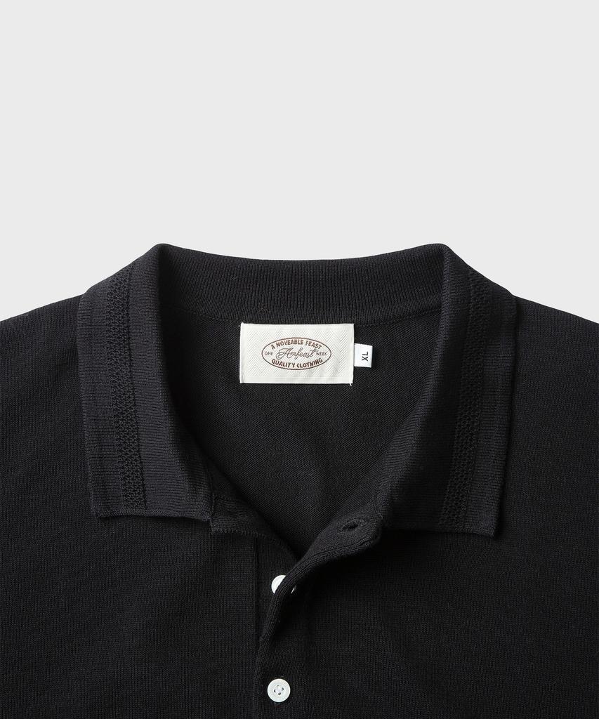 AMFEAST (100% Cotton) Essential Polo Half Knit Black