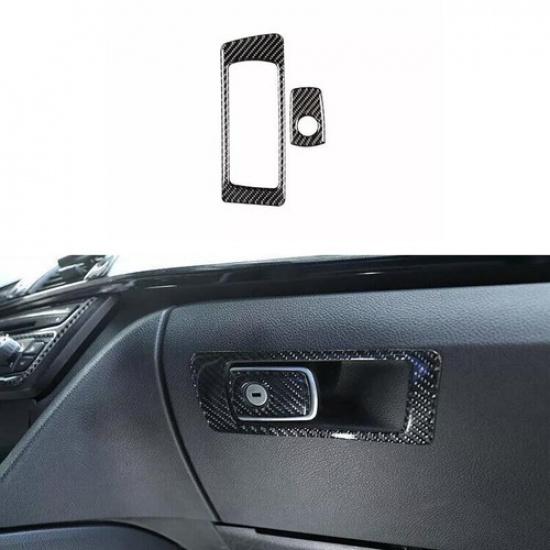 Trim Real Carbon Fiber Car Co-Pilot Storage Box Handle For BMW 3-4 Series Panel