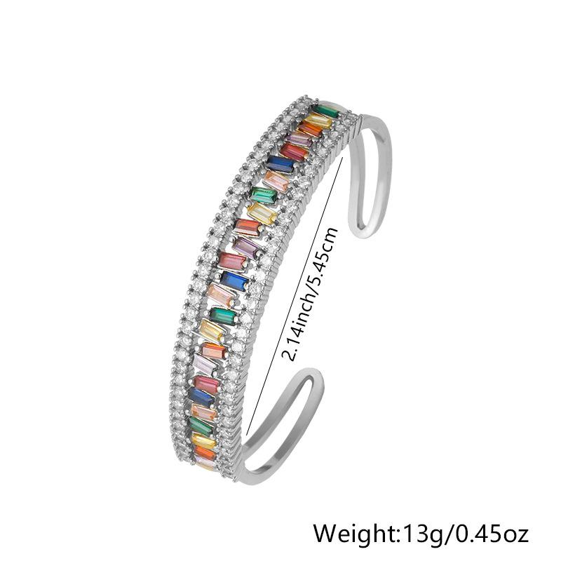New Fashion Irregular Micro-Inlaid Colored Zirconium Light Luxurious Style Open Bracelet for Women