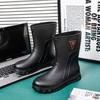 Non-slip Fashion Rain Shoes Kitchen Fishing Work Car Wash Rubber Shoes Medium and High Long Tube Men's Trend Water Shoes Rain Boots
