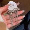 Exquisite Rhinestone Bow Kont Dangle Earrings for Women Girl New Fashion Long Tassel Double-Purpose Earrings Jewelry Accessories