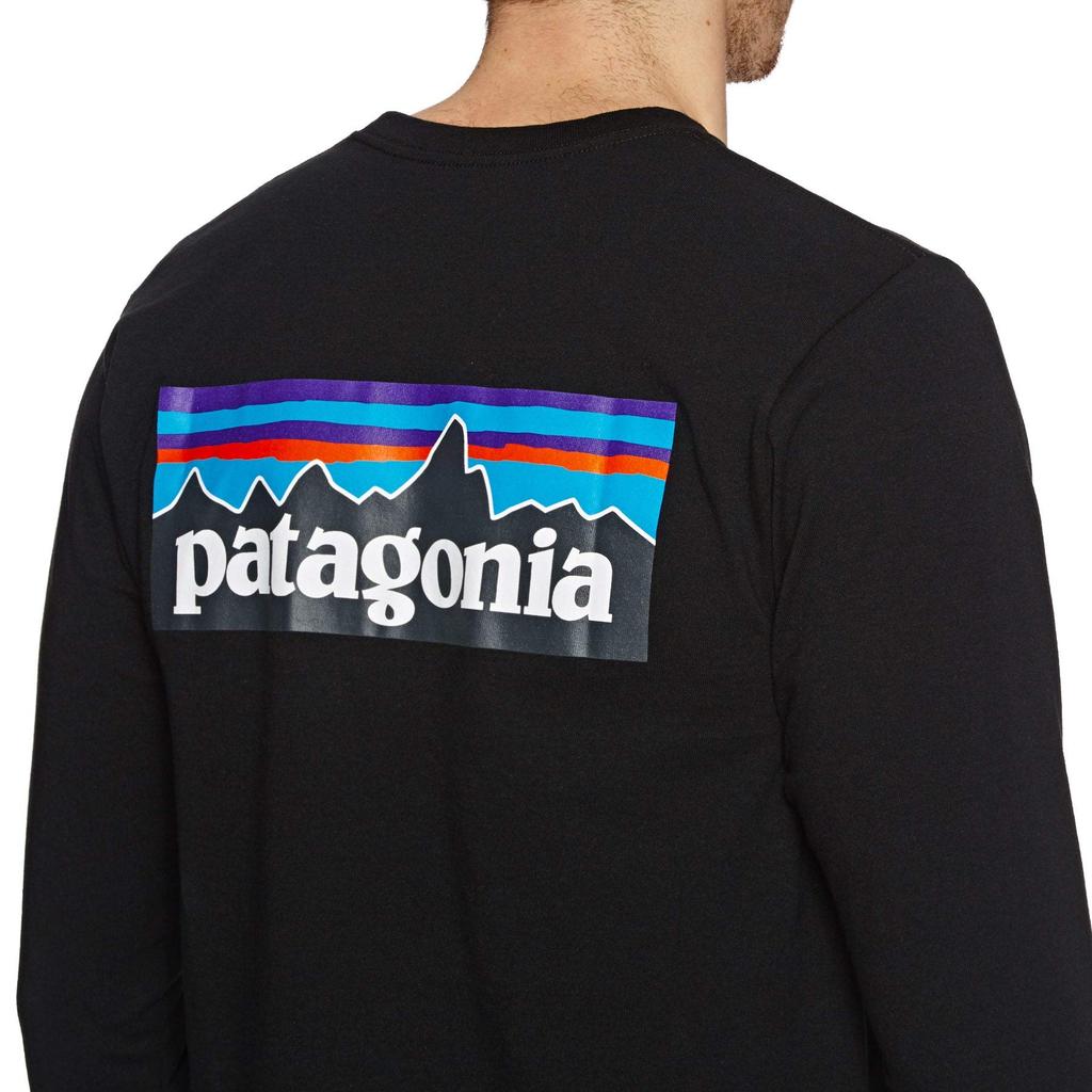Patagonia Logo Responsibility Long Sleeve Size 39161 Men's P-6 T-Shirt, M, Black,