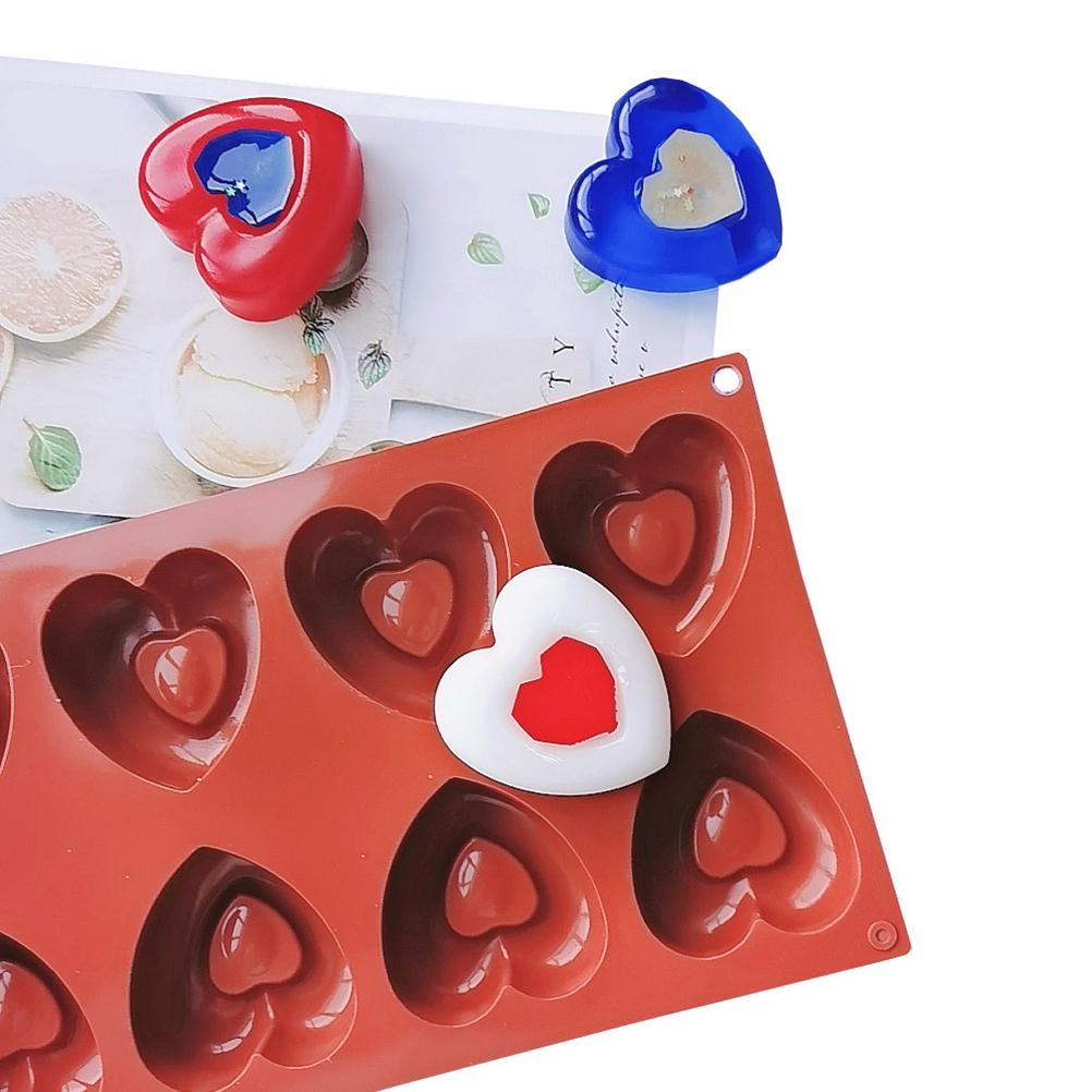 Silicone Cake Desserts Bakery Mould Tool 8 Holes Love Heart Shape Mold Doughnut Baking Mold