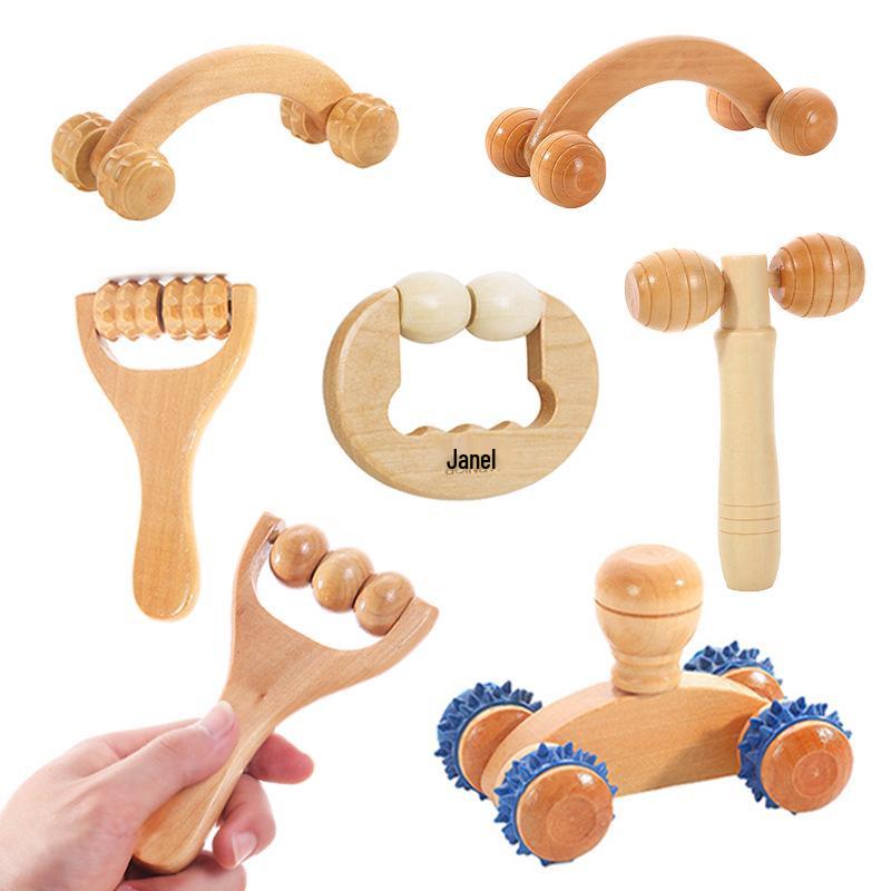 Handheld Wooden Roller Massage Hammer for Face, Foot & Acupoint Therapy