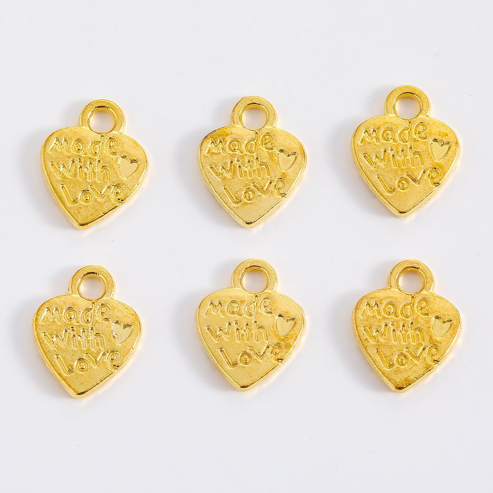 50/100PC Mini Retro Metal Made with Love Word Plate Love Pendant Valentine's Day Proposal Wedding Party Gift Decoration Souvenir