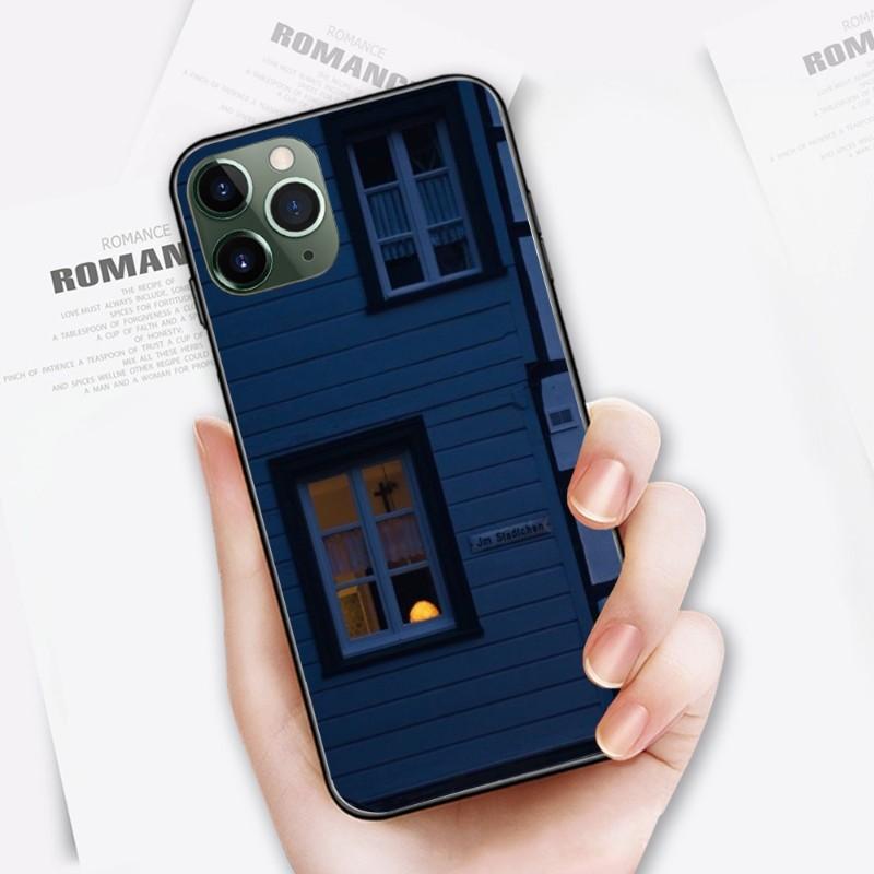 

Милый и уютный пейзажный чехол для телефона для iPhone 14 13 12 11 XS X 8 7 6 Plus Mini Pro Max SE 2022 Мягкий черный чехол для телефона iPhone SE 2020-2022