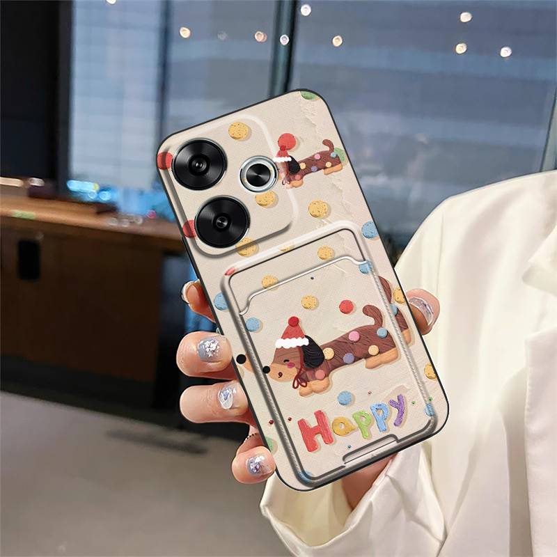 Fashion Design Cover Phone Case For Redmi Turbo3/Xiaomi Poco F6 5G Full Wrap Card Slot Cute Graffiti Protective Silicone