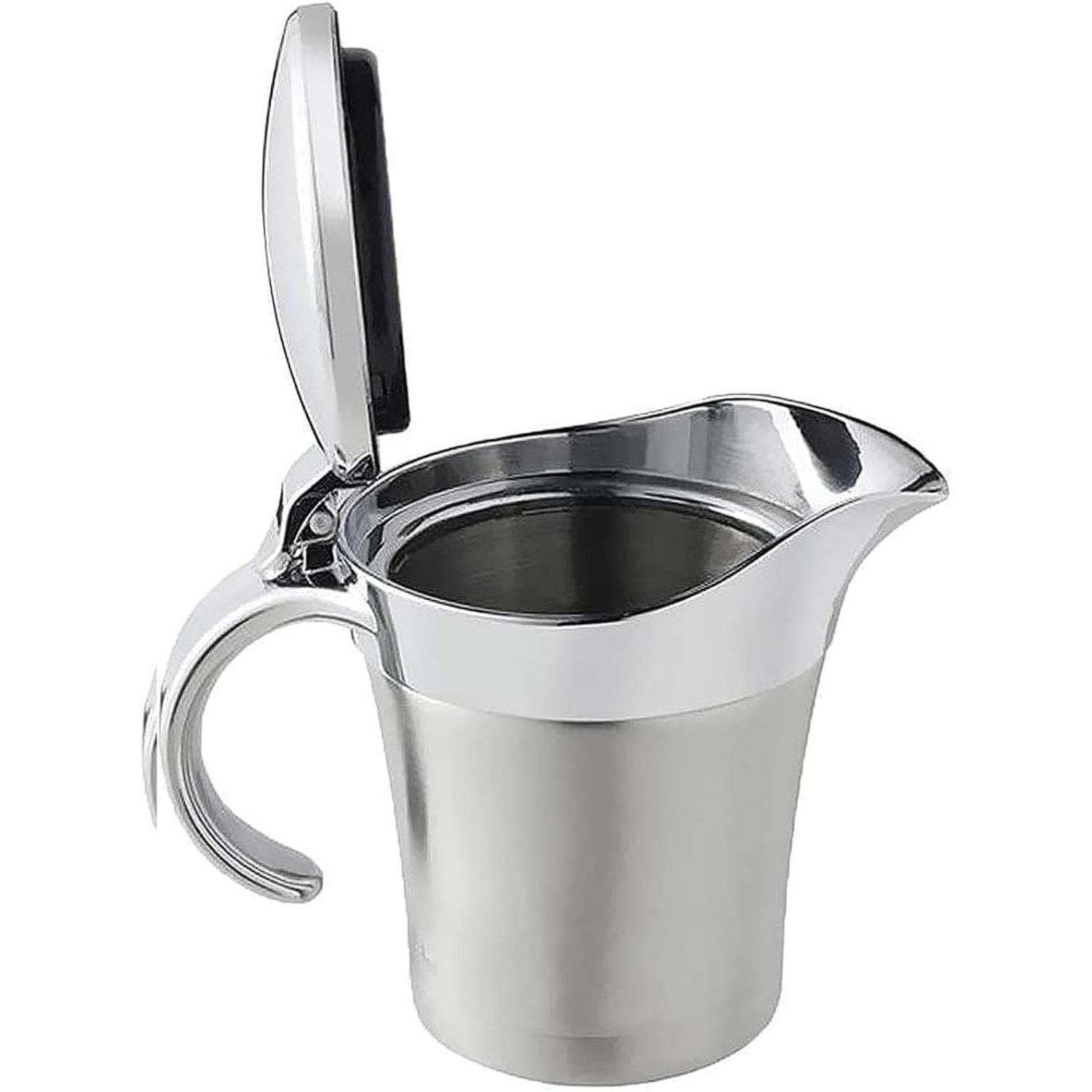 Double Insulated Gravy Boat – Stainless Steel Sauce Jug with Hinged Lid B