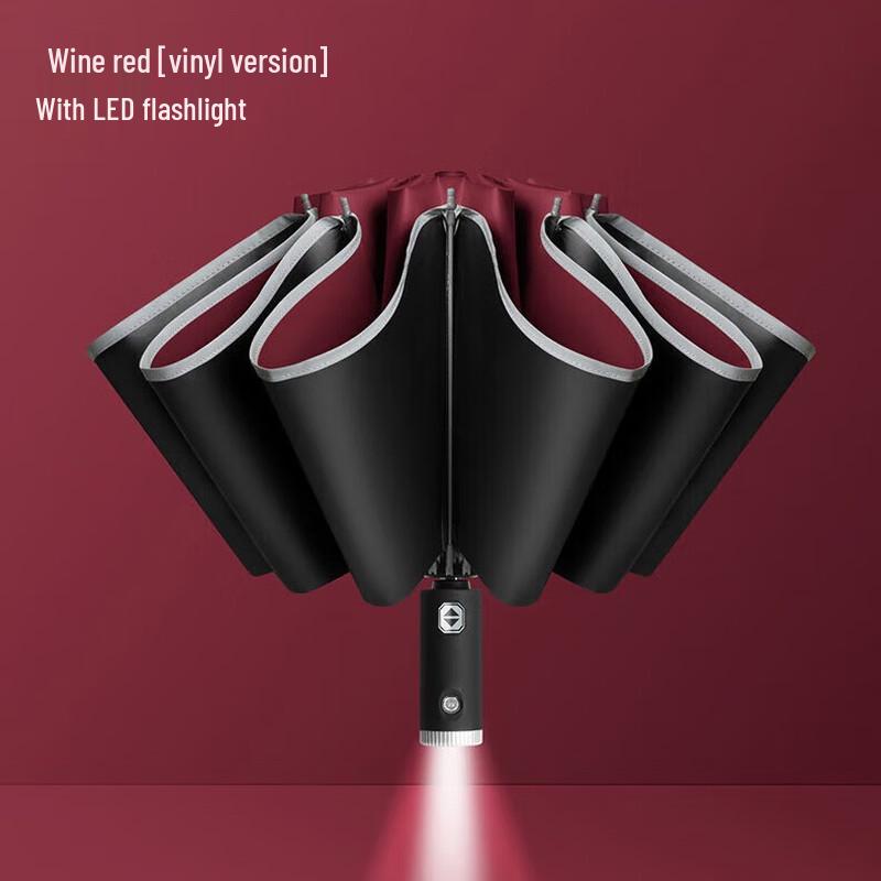 Tri-polar Automatic Reverse Umbrella with LED Light