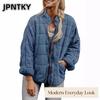 JPNTKY Damskie Vintage Codzienne Jednokolorowe Nadruk Jesień Zima Kurtki & Płaszcze z Długim Rękawem