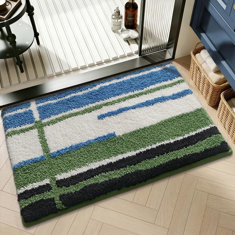 Flocked Non Slip Bathroom Mat Super Absorbent Quick Dry Shower Rug Machine Washable Soft Bath Floor Mat for Home Door Mat