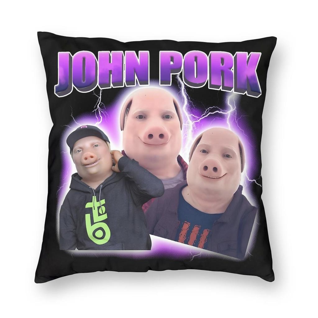 John Pork Is Calling Funny Meme Pillowcase Printing Polyester Cushion Cover Decoration Pillow Case Cover Home Zippered 40*40Cm
