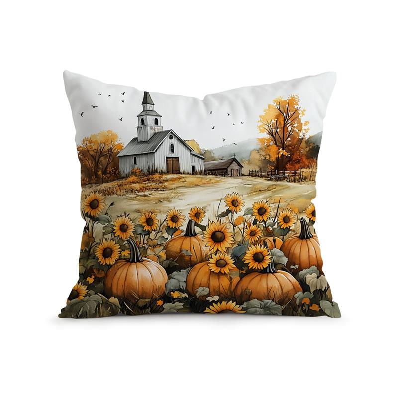 

1pcs Autumn Themed Pumpkin Harvest Pattern Pillowcase Square Bedroom Cushion Covers Zipper Soft Home Comfortable Decor 45x45cm 18x18Inch