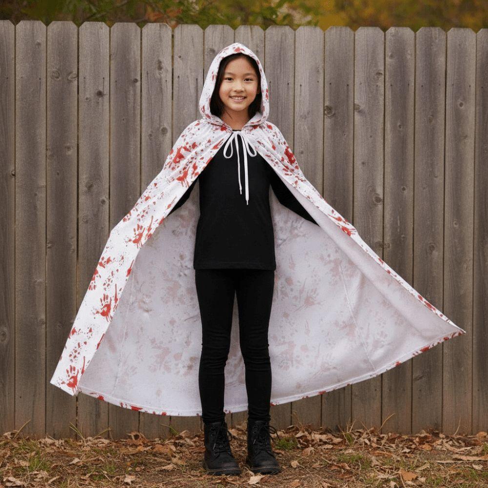 Breathable Halloween Bloody Cloak Realistic Blood Print Bloody Nurse Apron Gothic Dress Lovers